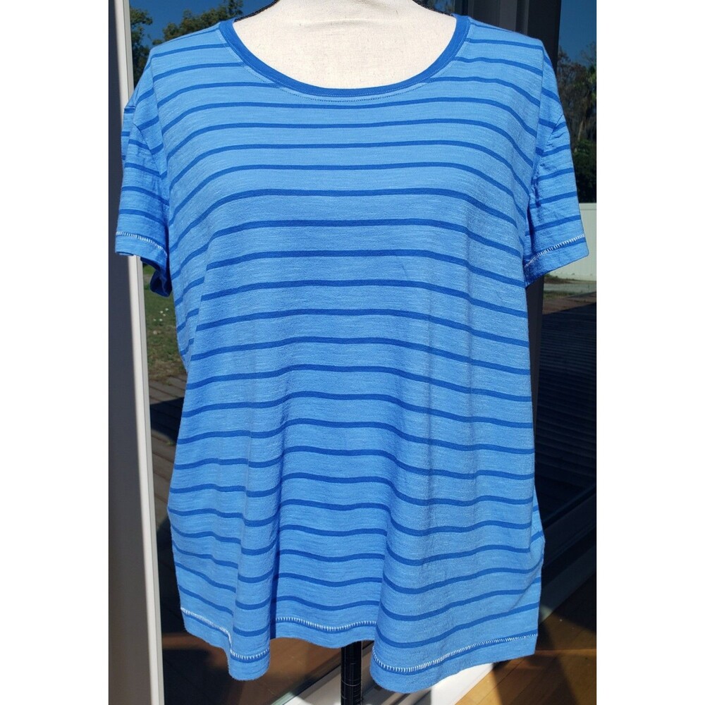 Vineyard Vines Shirt Womens Medium Blue Striped Surftee Casual Beach Surf Scoop